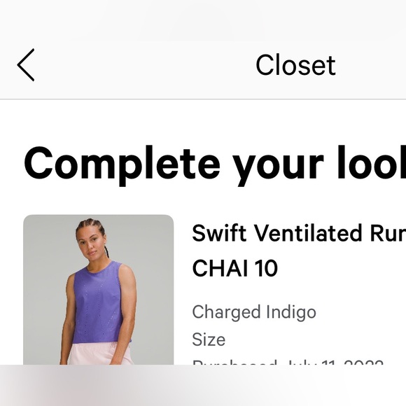 Lululemon lightweight Swift ventilated running Tank. Indigo. Size Large. - Picture 9 of 9